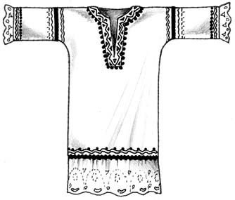 Шаблон русской рубахи для раскрашивания
