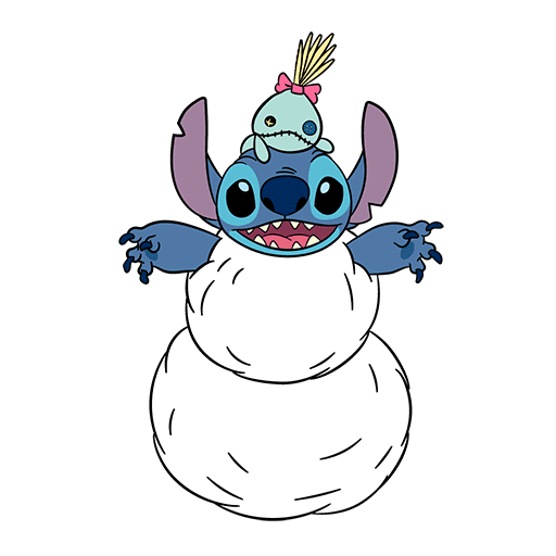 Стич и новый год Стикеры ВК