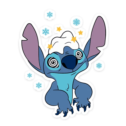 Стич и новый год Стикеры ВК