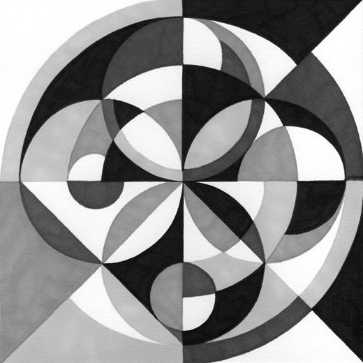 Композиция из геометрических фигур в цвете