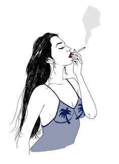 Скетч курящая девушка