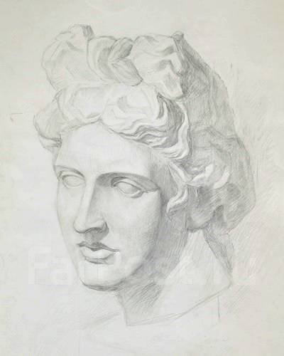 Гипсовая голова Аполлона Бельведерского рисунок