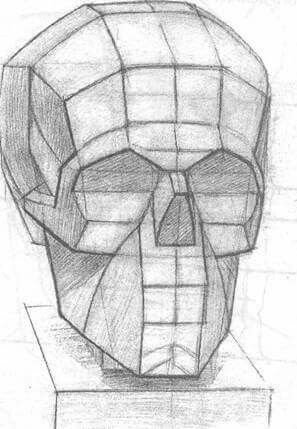 Обрубовка черепа Академический рисунок