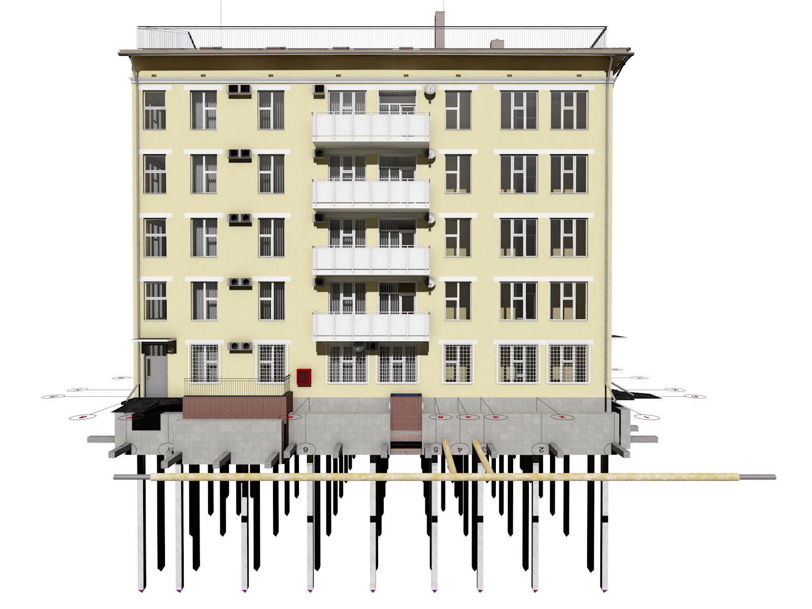 Нарисованные пятиэтажные дома