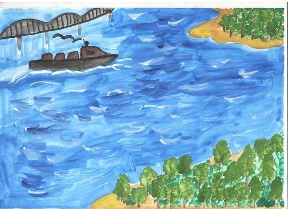 Река Волга рисунок