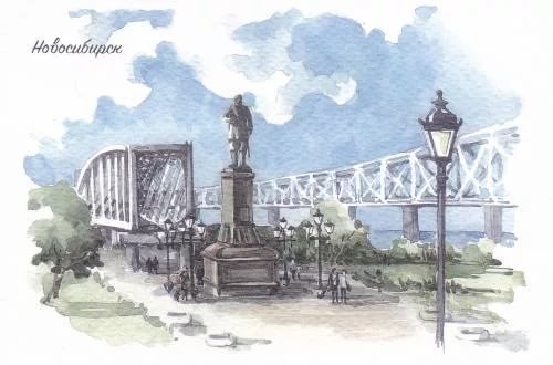 Новосибирск оперный акварелью