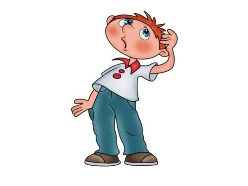 Мальчик думает мультяшный