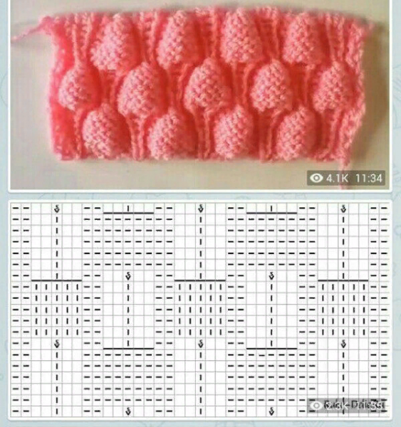 Вязание узора Малинка спицами