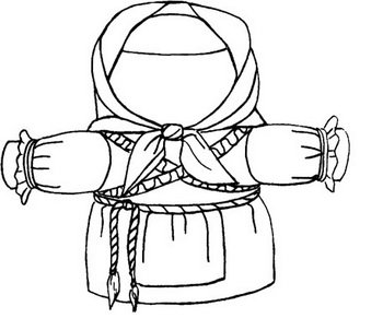 Народная тряпичная кукла разукрашка