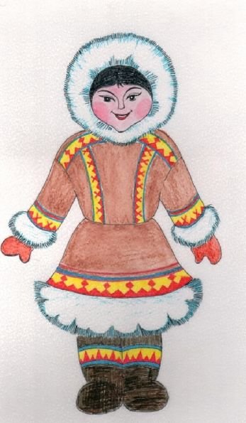 Раскрашивание одежды северных народов для детей