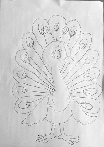 Павлин рисунок карандашом
