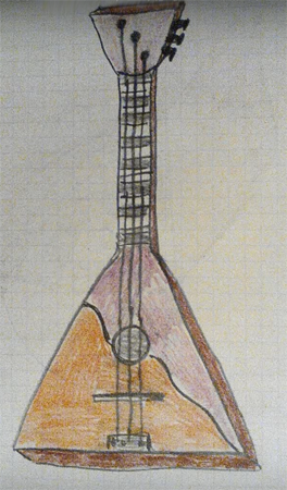 Балалайка цветными карандашами