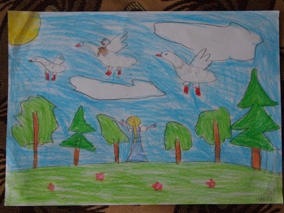 Рисование по сказке гуси лебеди в подготовительной группе