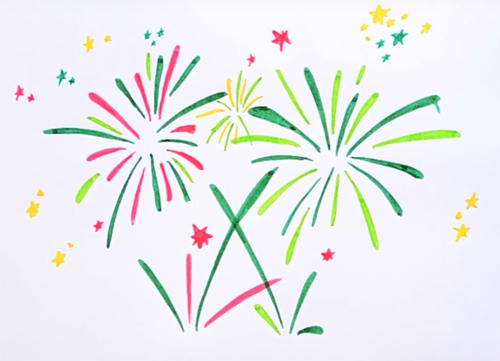 Рисование кистью праздничный салют