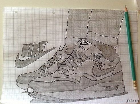 Найк рисунок карандашом