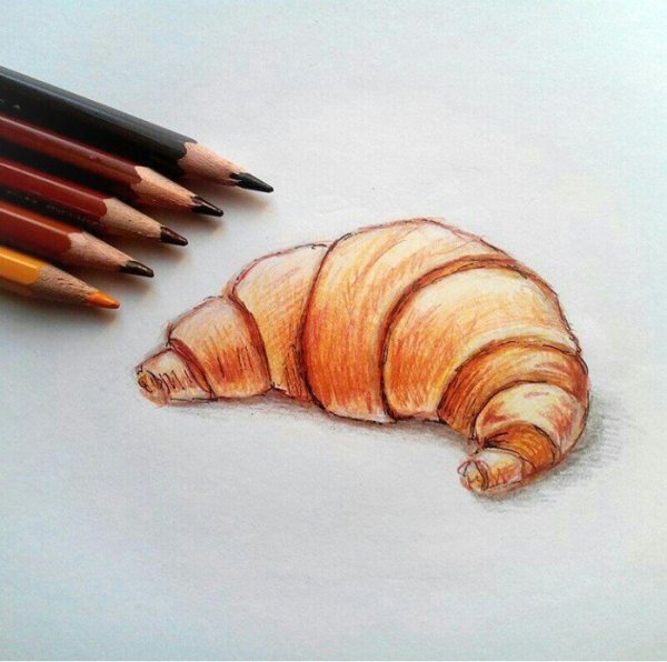 Круассан рисунок карандашом