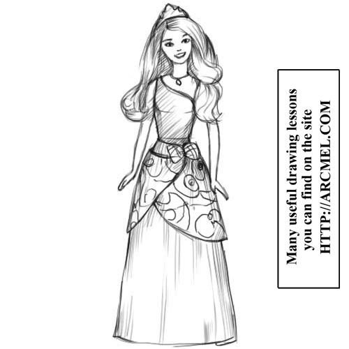 Кукла Барби рисовка