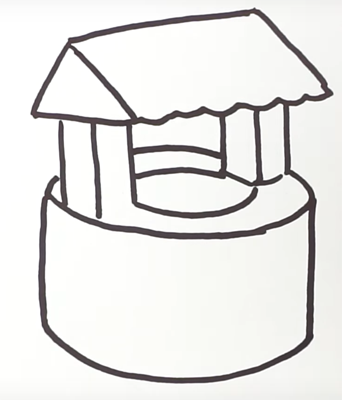 Колодец поэтапное рисование