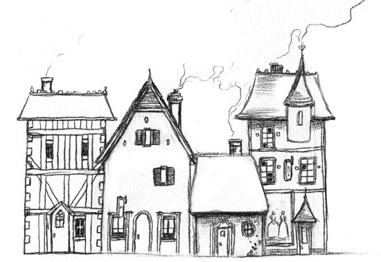 Нарисовать немецкий домик