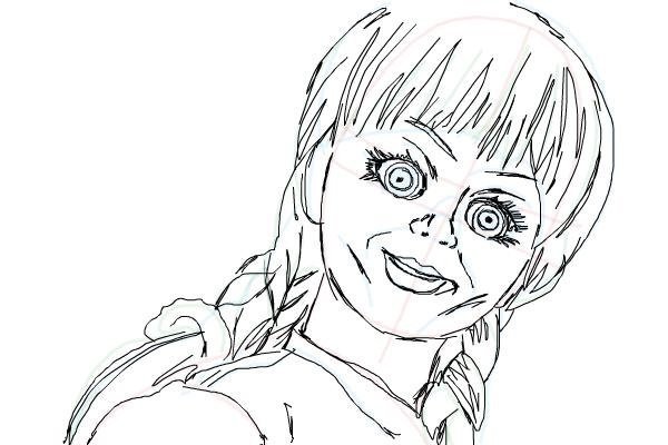 Нарисовать куклу Анабель