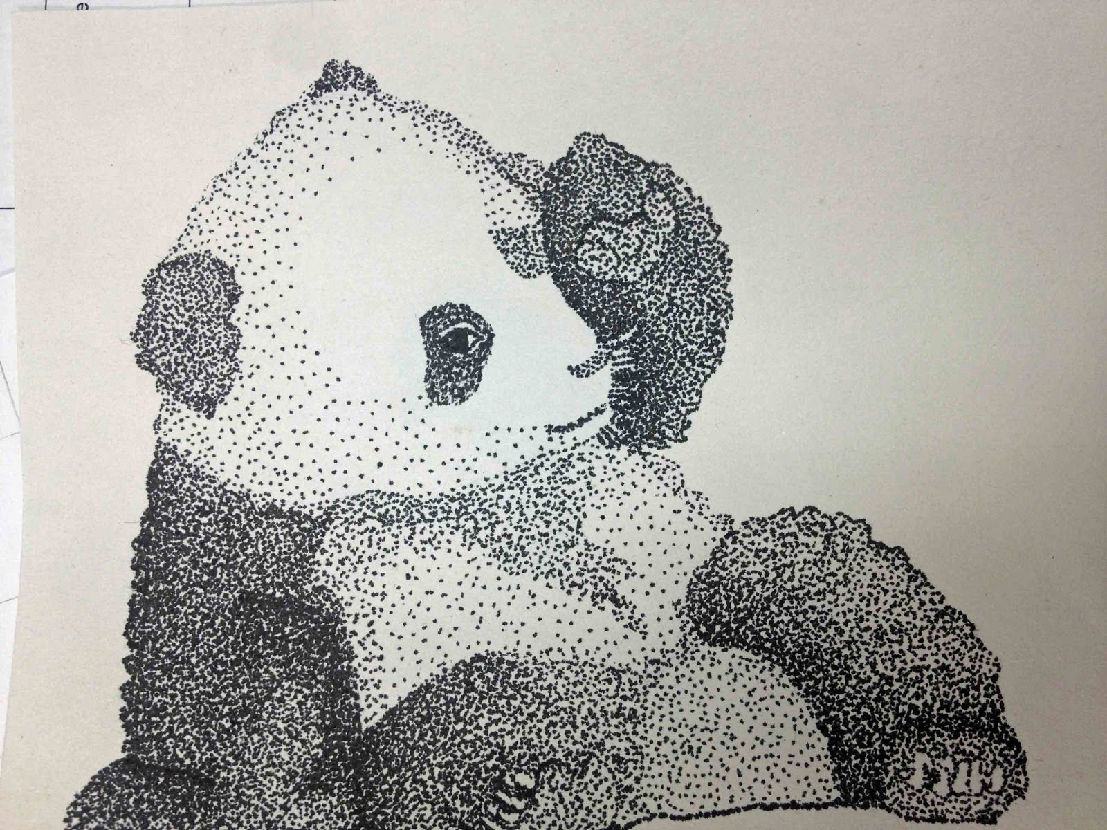 Пуантилизм живопись точками Панда