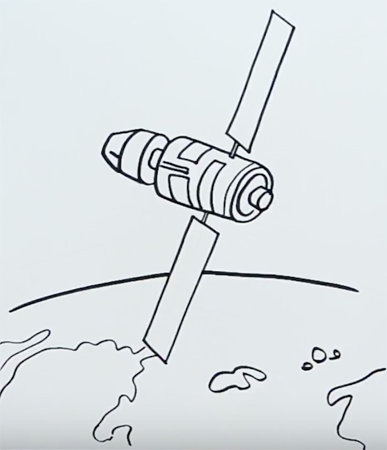 Спутник рисунок карандашом