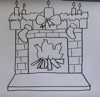 Камин рисунок карандашом