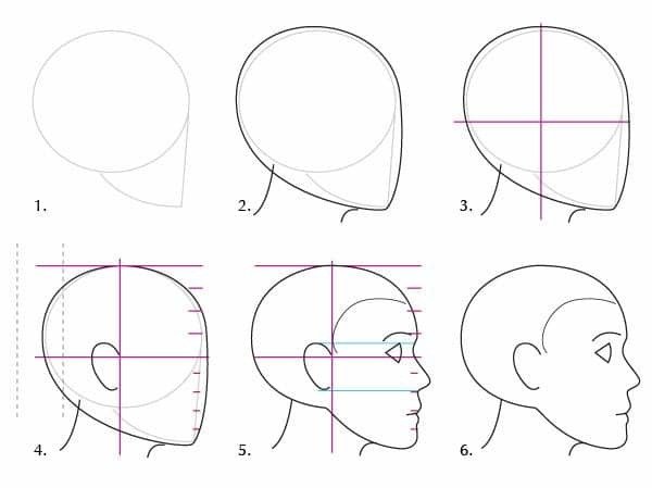 Построение портрета сбоку