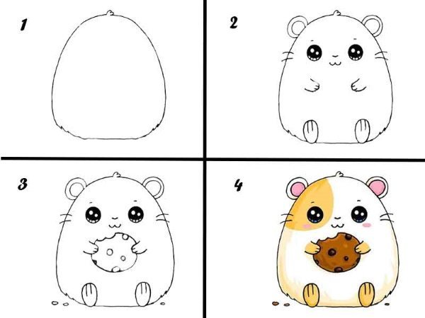 Хомяк рисунок поэтапно