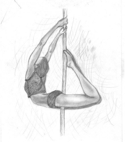 Эскиз гимнастки карандашом