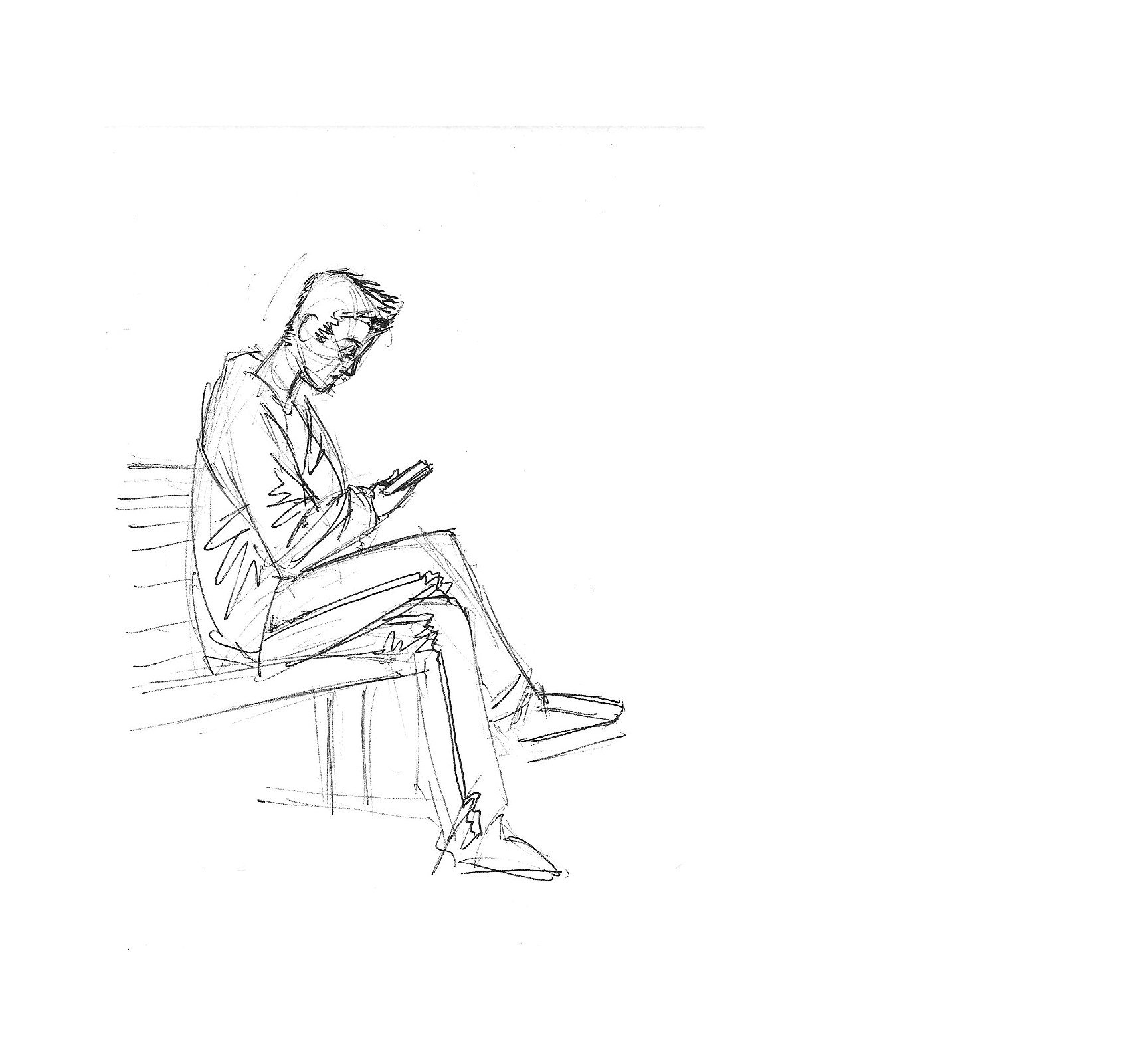 Фигура сидящего человека карандашом
