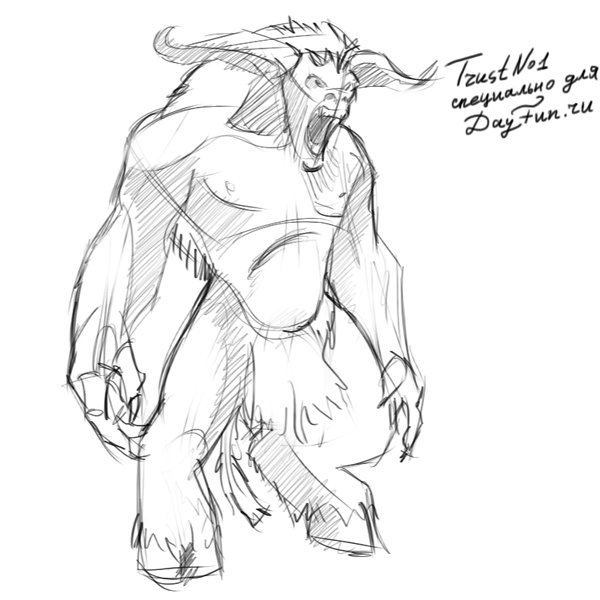 Минотавр рисунок поэтапно