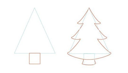 Этапное рисование карандашом елки для детей