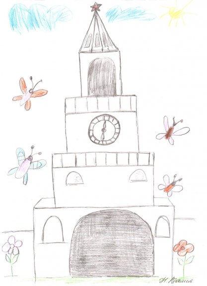 Рисунки Спасской башни Кремля в Казани