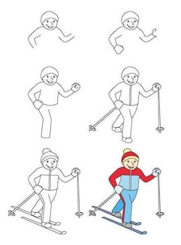 Рисование лыжник