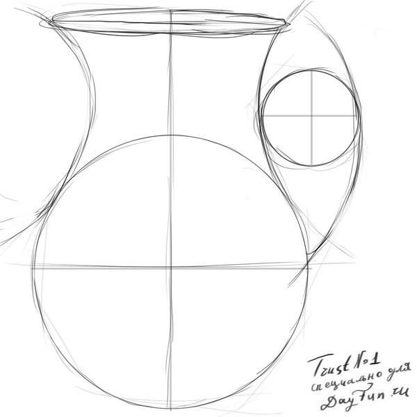 Поэтапное рисование кувшина