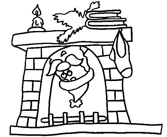 Новогодний камин раскраска