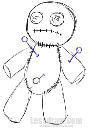 Кукла вуду нарисованная карандашом