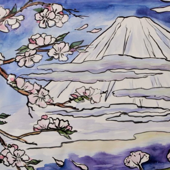 Японский пейзаж рисунки детей
