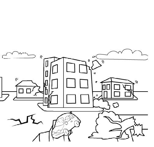 Разрушенный дом раскраска