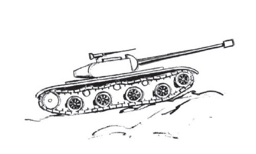 Танк военный рисунок сбоку детский рисунок