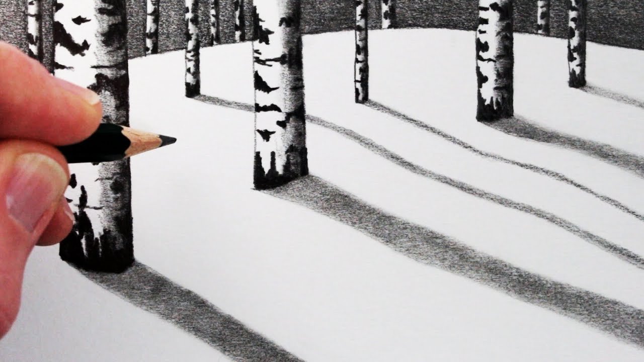 Как нарисовать снег карандашом
