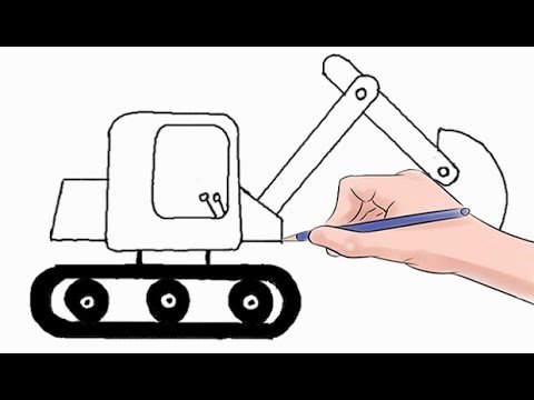 Экскаватор рисунок для детей легкий