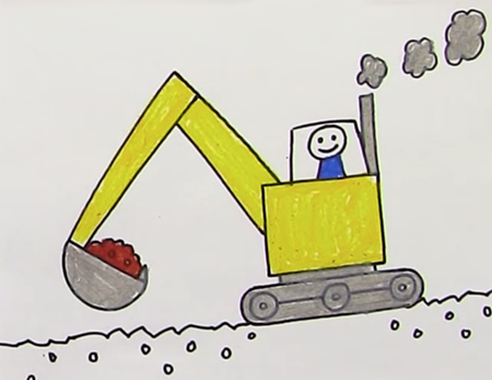 Рисуем экскаватор с детьми