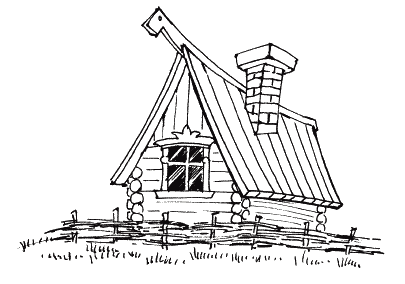 Эскиз деревянной избы