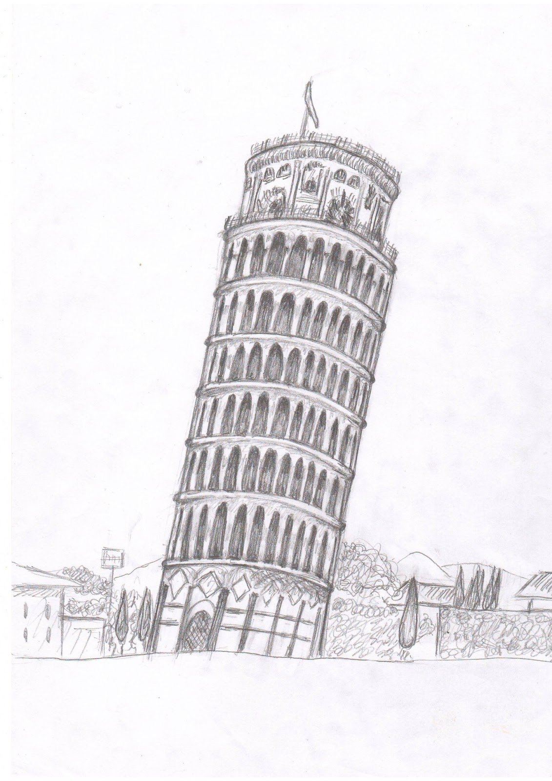Пизанская башня Италия рисунок