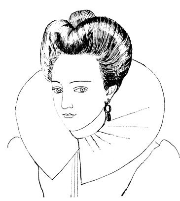 Прическа 17 века в карандаше