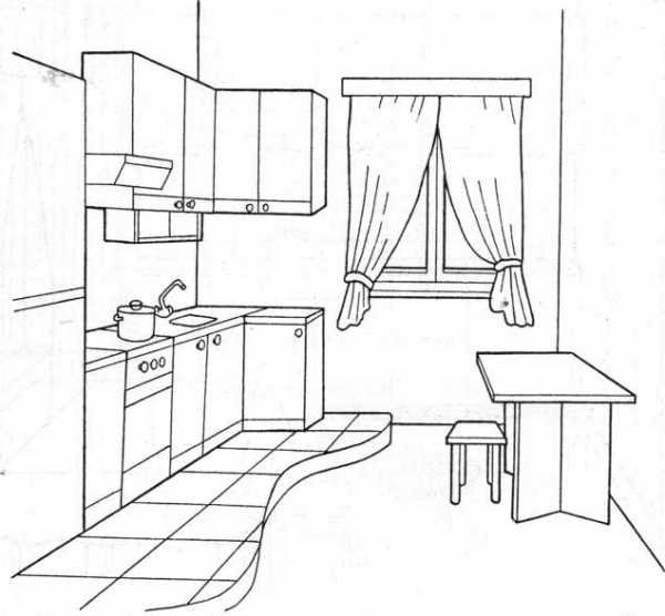 Рисунок кухни карандашом