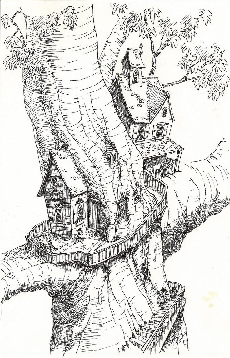 Эскиз дом на дереве