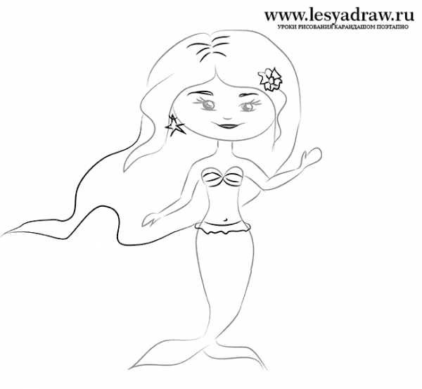 Нарисовать русалку ребенку